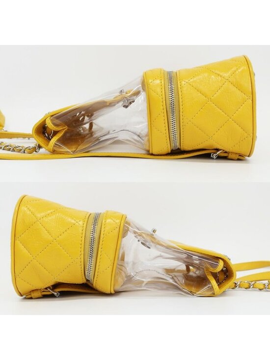 Chanel Backpack Rucksack Sac Chain Shoulder Yellow Silver Hardware main image 9